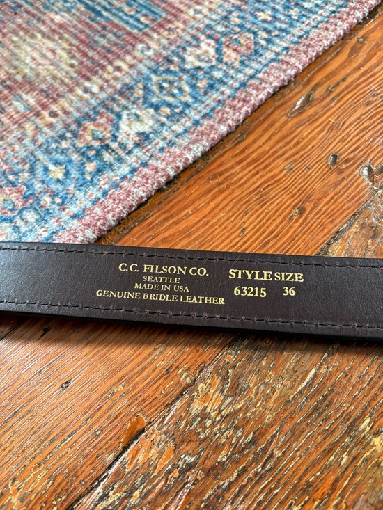 Filson Other - Filson Brown Genuine Bridle Leather Belt with Gold Stamping